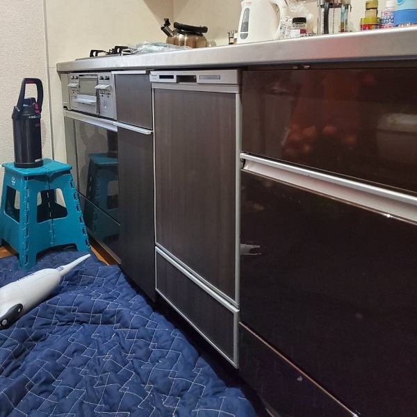 浅型食洗機を深型食洗機に替える工事　LIXILキッチン　施工後確認